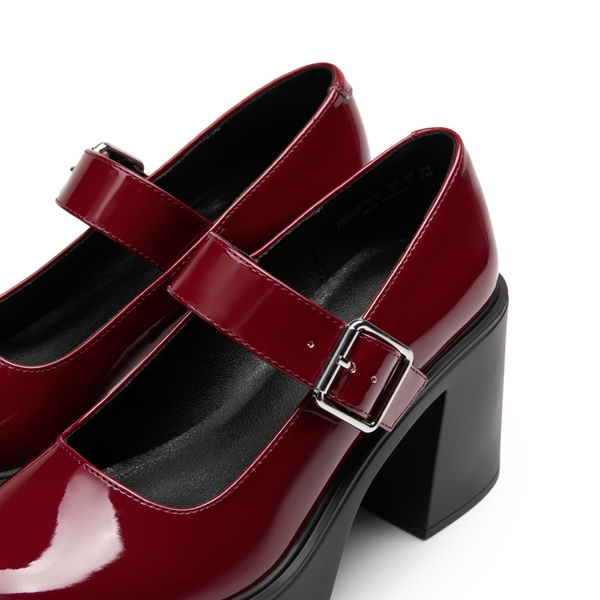 Platform Mary Jane Pumps - BURGUNDY - 6